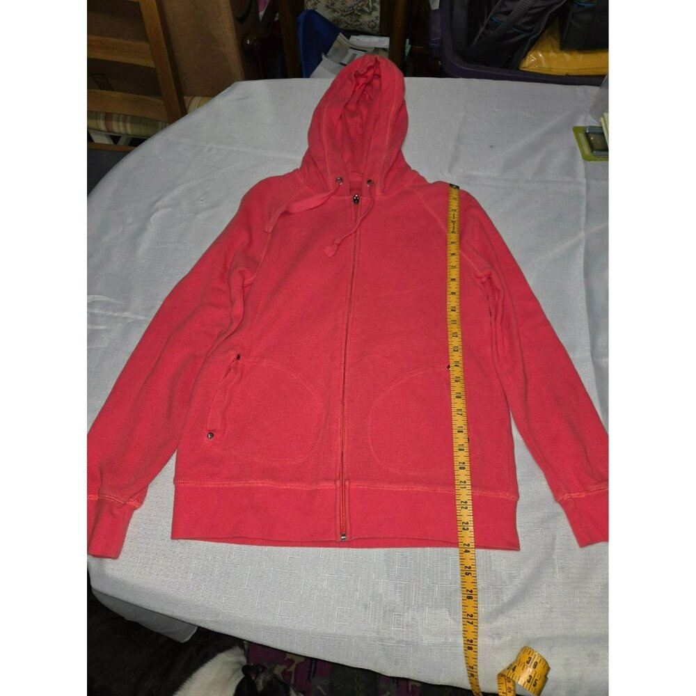 Weatherproof Coral Red Medium Hoodie With Full Zip Front & Kangaroo Pockets 100%